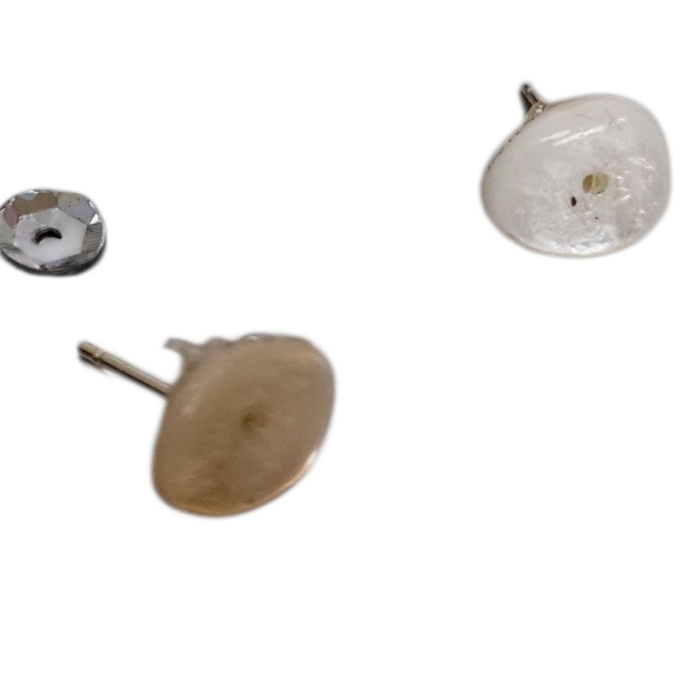 Hand Crafted White and Tan Earrings